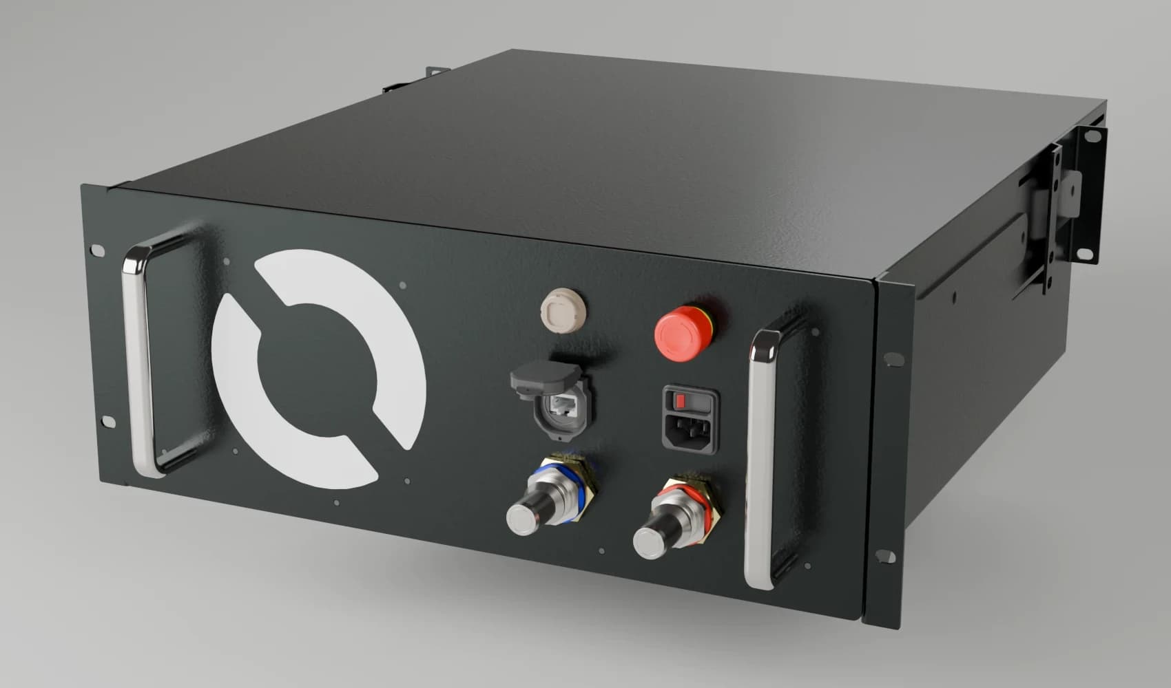 Omen Sentry 1.2, a 4U rack-mount fluid sensor with coolant quick-disconnects on the faceplate